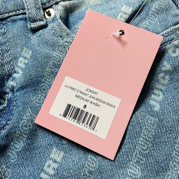 Juicy Couture Kids All Over Print Straight Jean Girls 8 Med Wash Stretch Denim - Picture 8 of 11